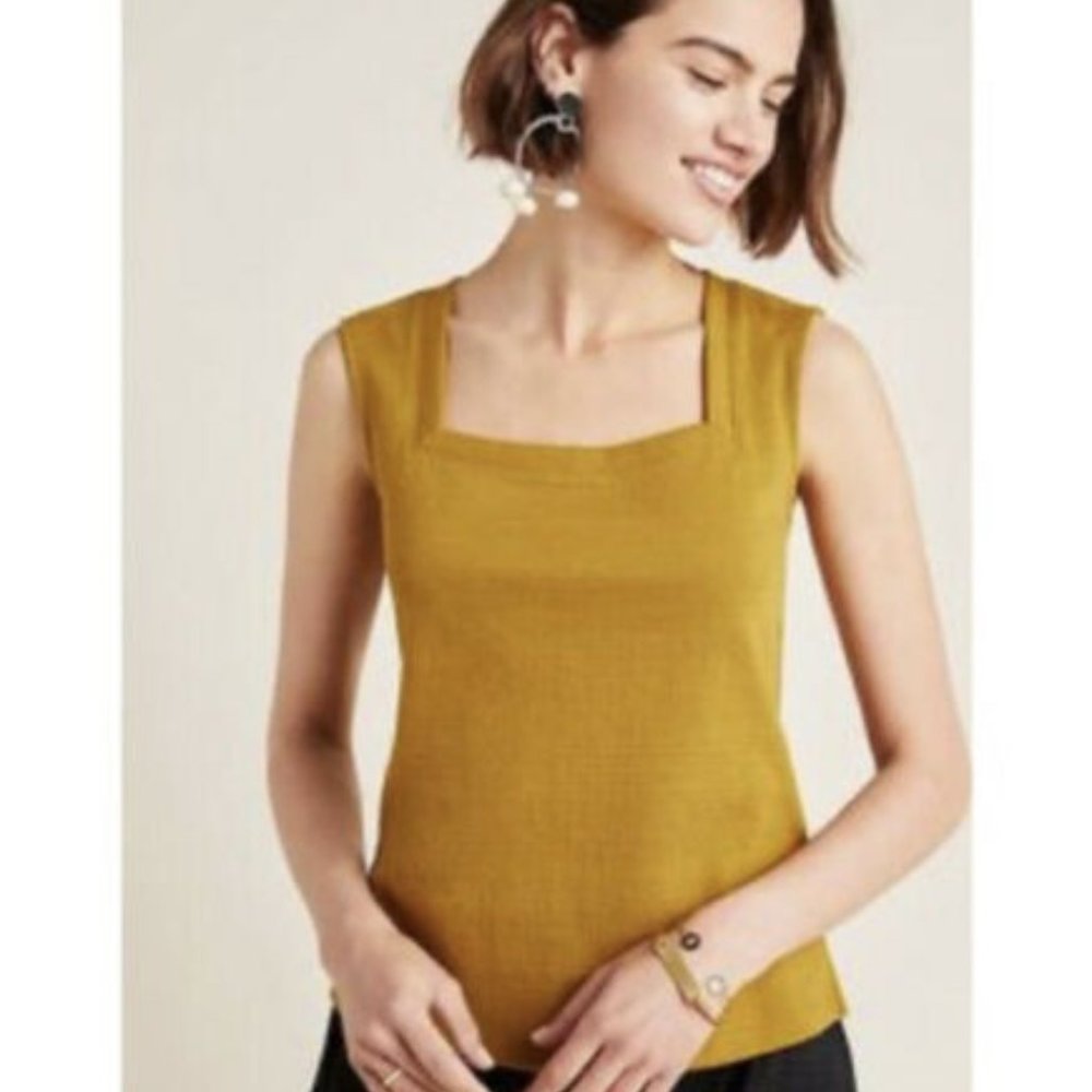 Mustard/Gold Sleeveless Anthropology Top | Size M